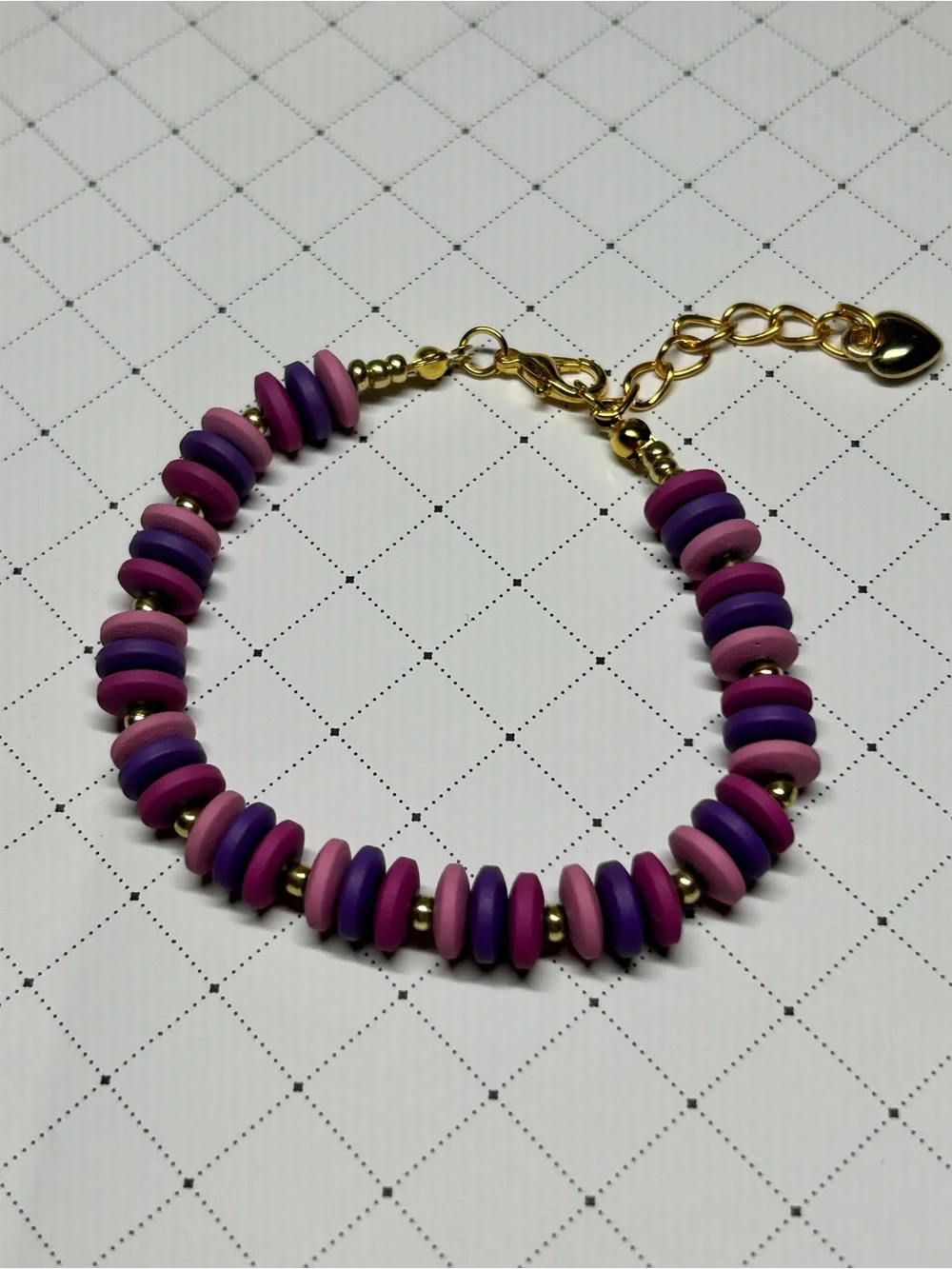 Pink & Purple Hematite Beaded Bracelet